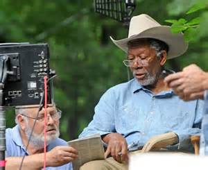 Morgan Freeman behind the scenes from the movie 'Now You See Me'.